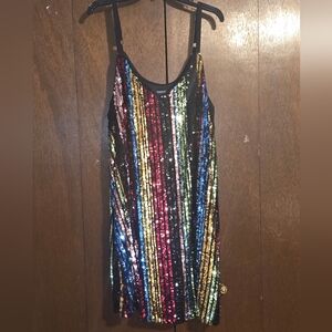Torrid Bodycon Mini Dress - Sequin Stripe Rainbow